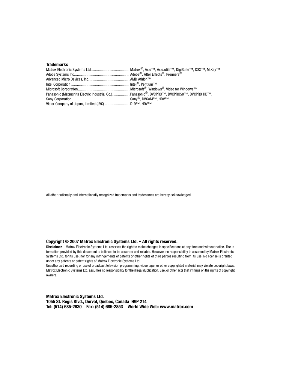 Matrox Electronic Systems M.Key/100 User Manual | Page 2 / 22