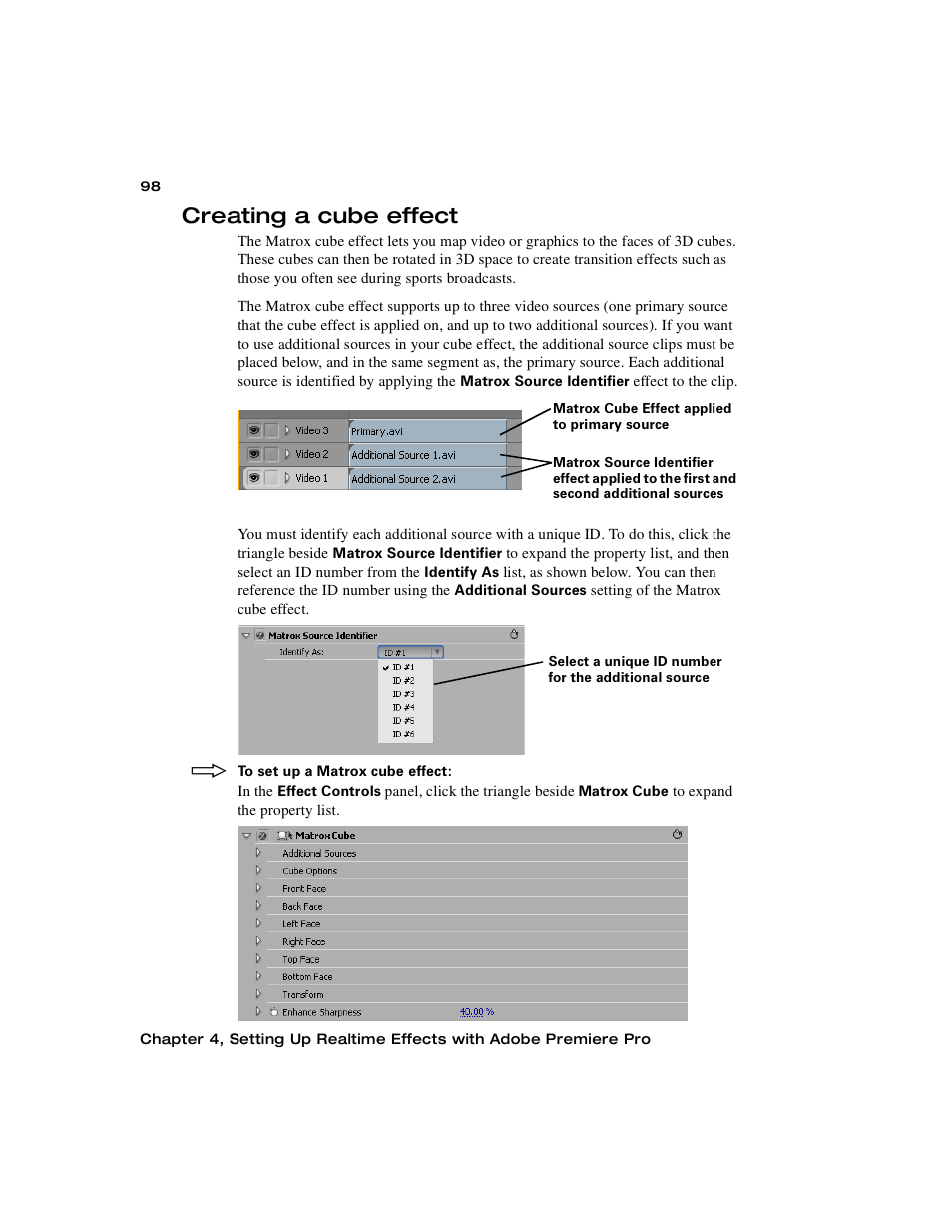 Creating a cube effect | Matrox Electronic Systems Matrox RT.X2 User Manual | Page 106 / 224