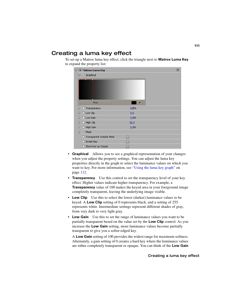 Creating a luma key effect | Matrox Electronic Systems Matrox RT.X2 User Manual | Page 119 / 224