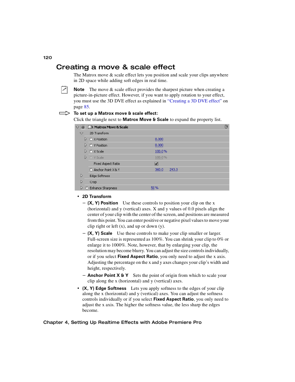 Creating a move & scale effect | Matrox Electronic Systems Matrox RT.X2 User Manual | Page 128 / 224