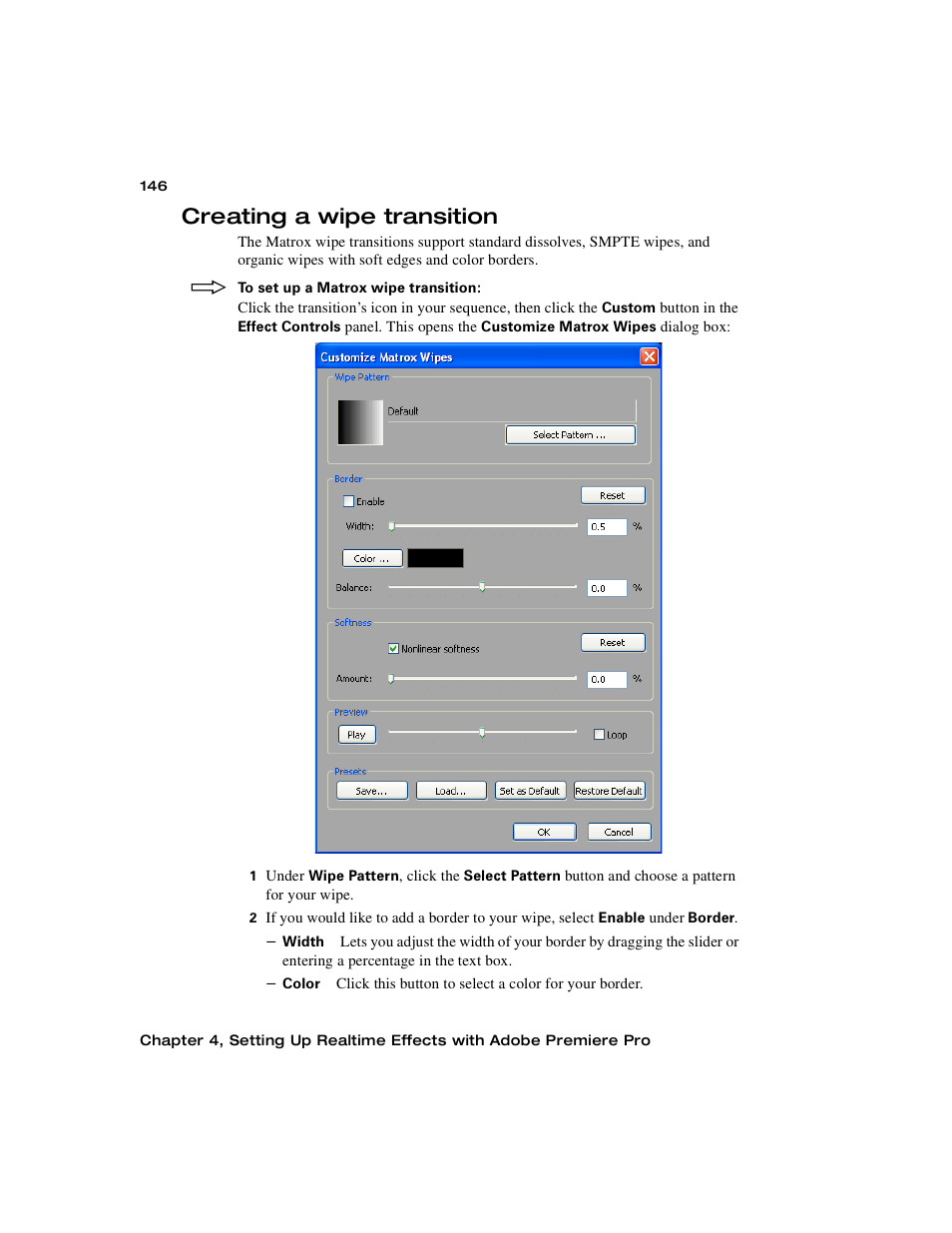 Creating a wipe transition | Matrox Electronic Systems Matrox RT.X2 User Manual | Page 154 / 224