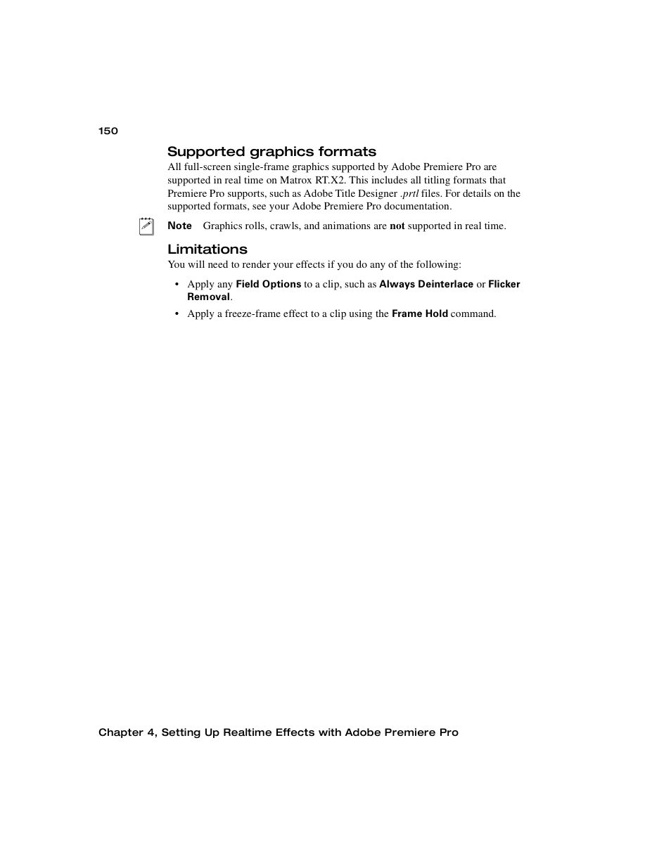 Supported graphics formats, Limitations | Matrox Electronic Systems Matrox RT.X2 User Manual | Page 158 / 224