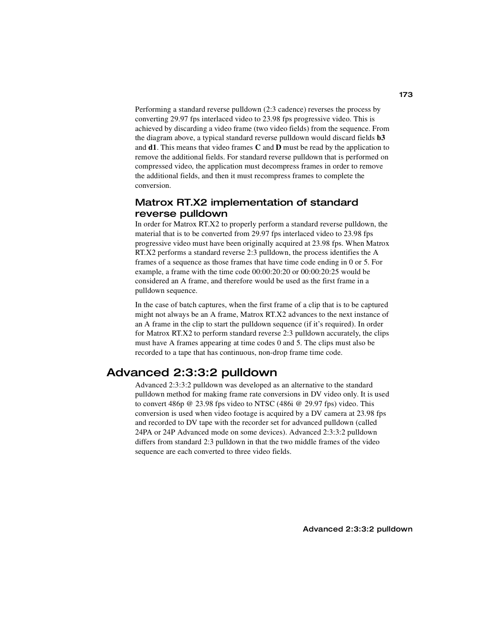 Advanced 2:3:3:2 pulldown | Matrox Electronic Systems Matrox RT.X2 User Manual | Page 181 / 224