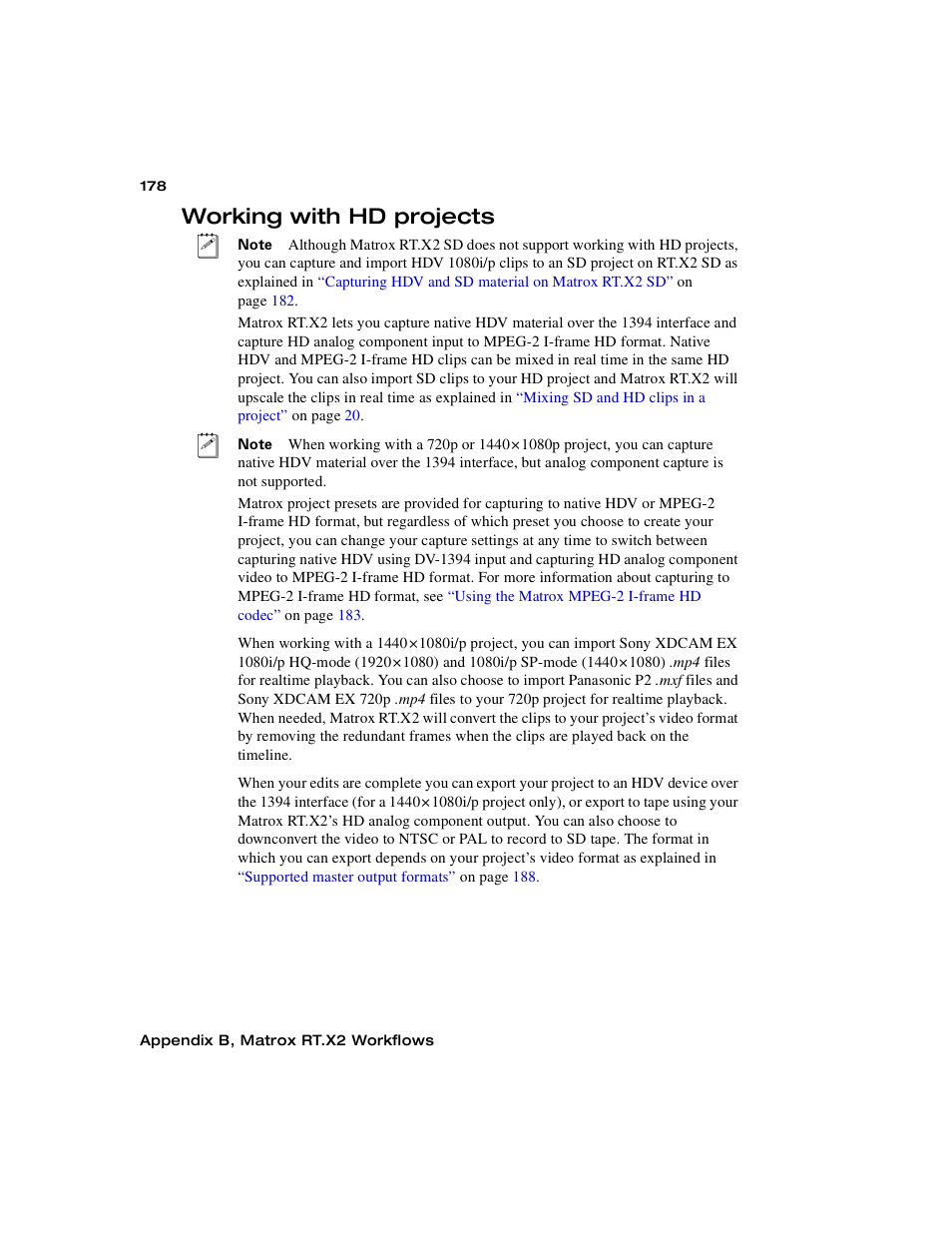 Working with hd projects | Matrox Electronic Systems Matrox RT.X2 User Manual | Page 186 / 224