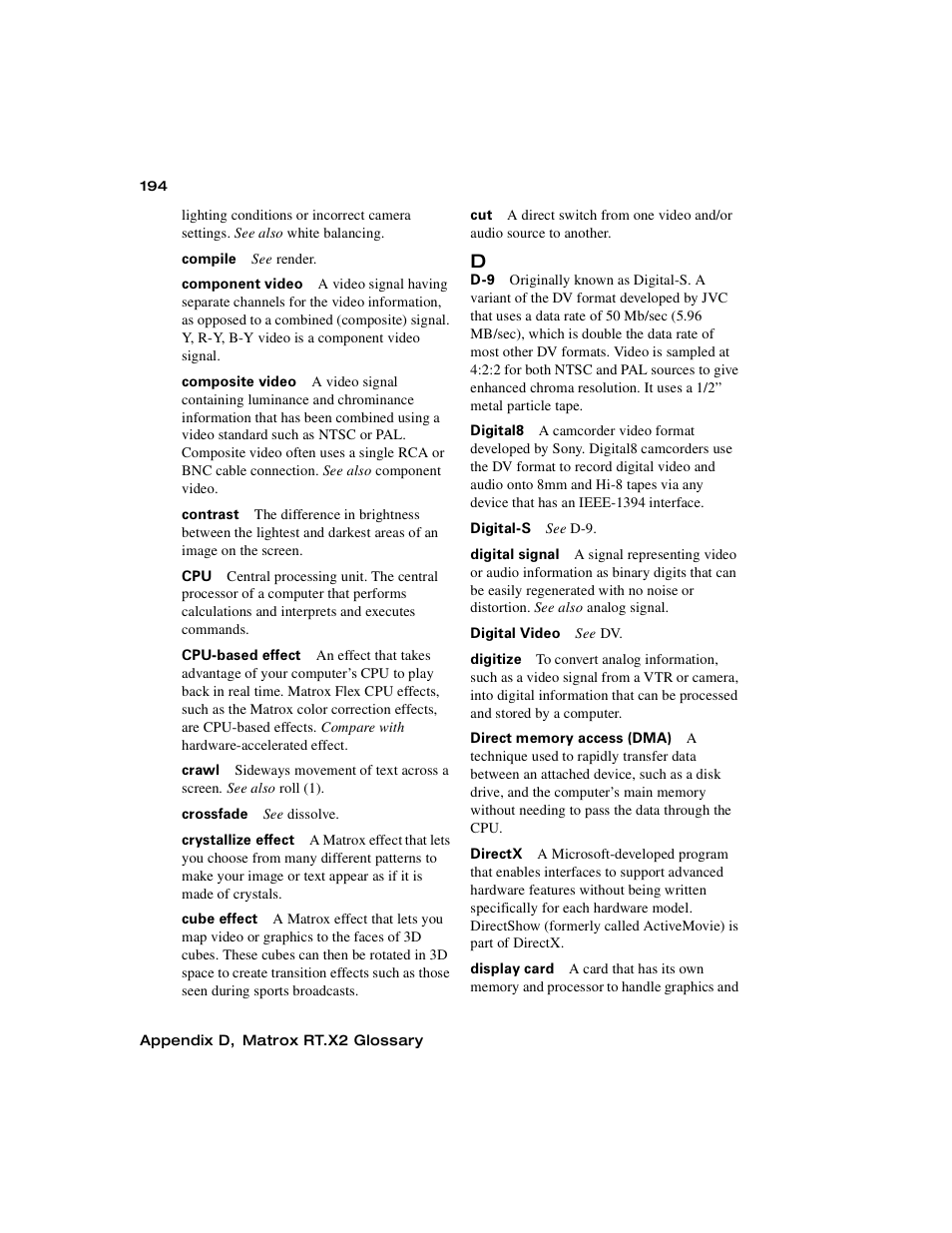 Matrox Electronic Systems Matrox RT.X2 User Manual | Page 202 / 224