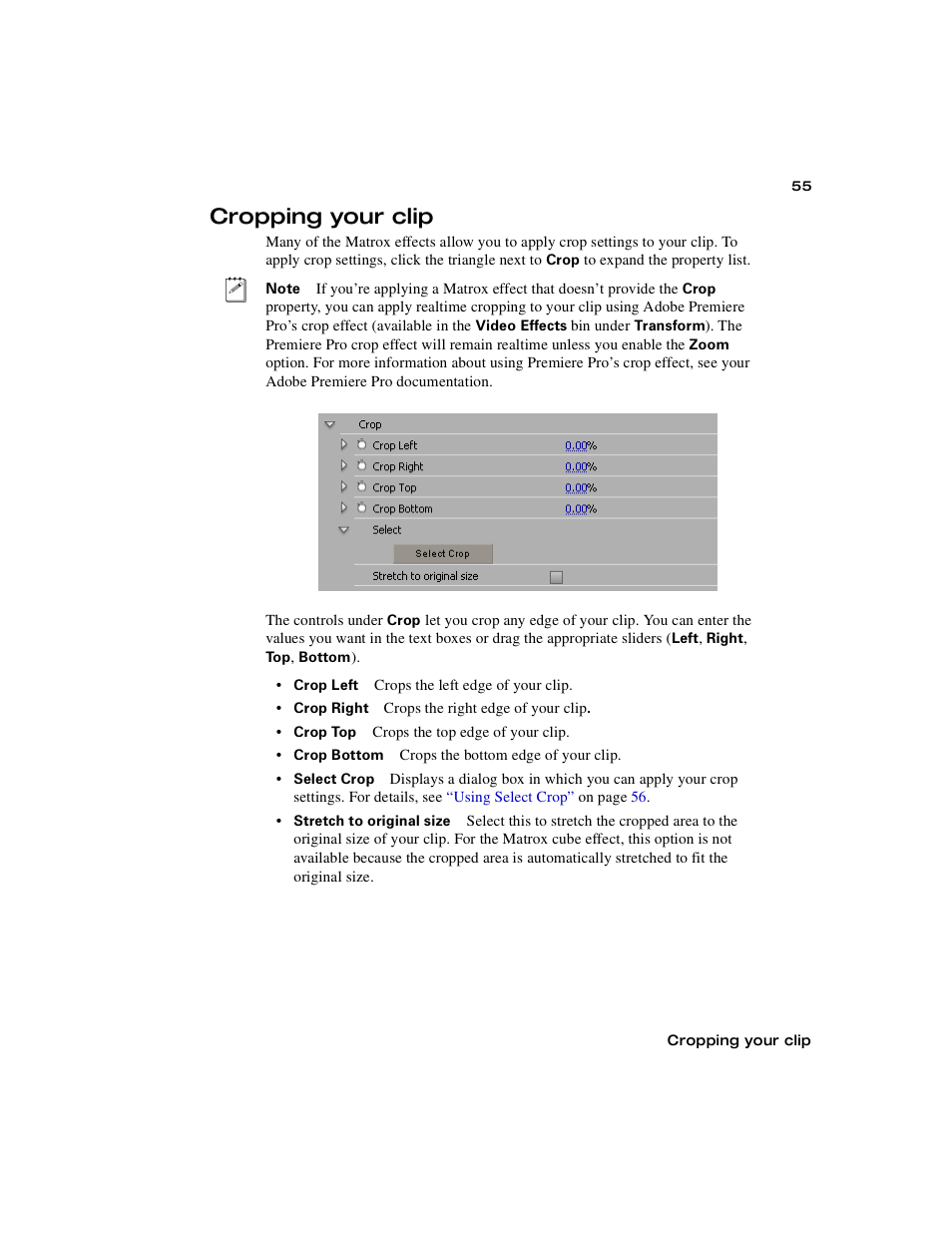 Cropping your clip | Matrox Electronic Systems Matrox RT.X2 User Manual | Page 63 / 224