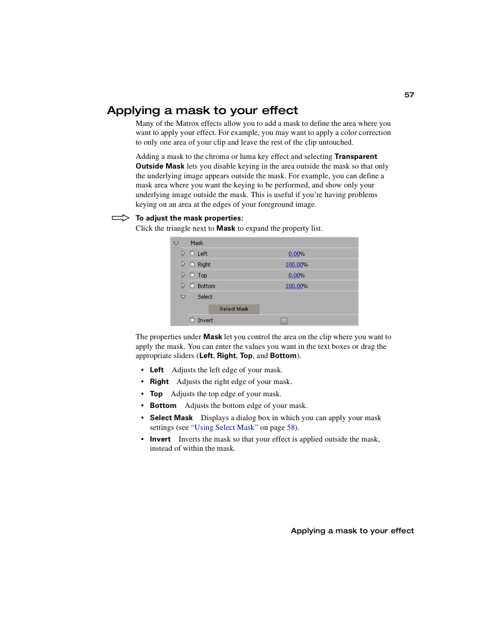 Applying a mask to your effect | Matrox Electronic Systems Matrox RT.X2 User Manual | Page 65 / 224