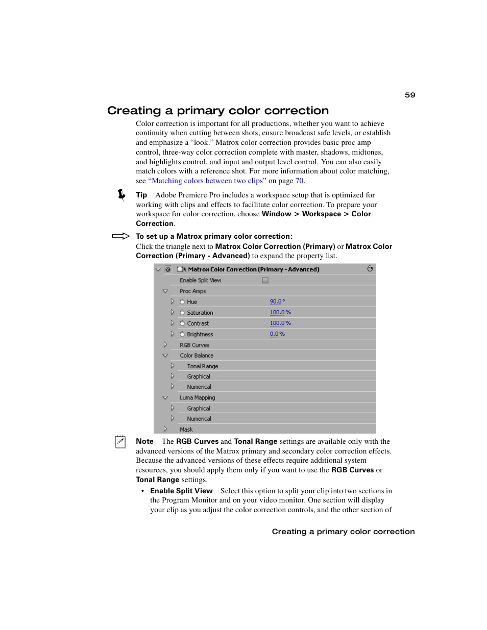 Creating a primary color correction | Matrox Electronic Systems Matrox RT.X2 User Manual | Page 67 / 224