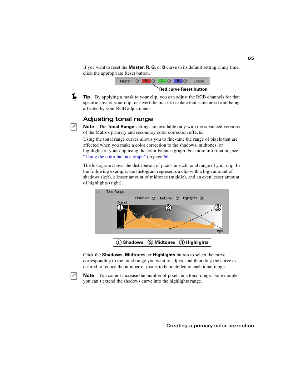 Adjusting tonal range | Matrox Electronic Systems Matrox RT.X2 User Manual | Page 73 / 224