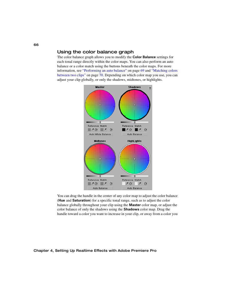 Using the color balance graph | Matrox Electronic Systems Matrox RT.X2 User Manual | Page 74 / 224