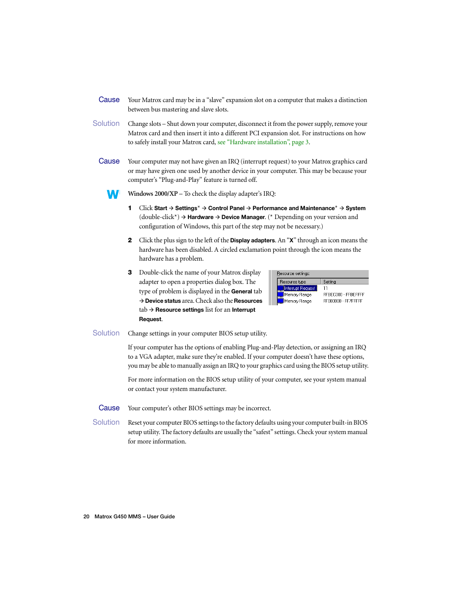 Matrox Electronic Systems G450 MMS User Manual | Page 20 / 53