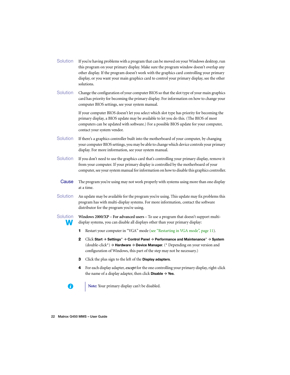 Matrox Electronic Systems G450 MMS User Manual | Page 22 / 53
