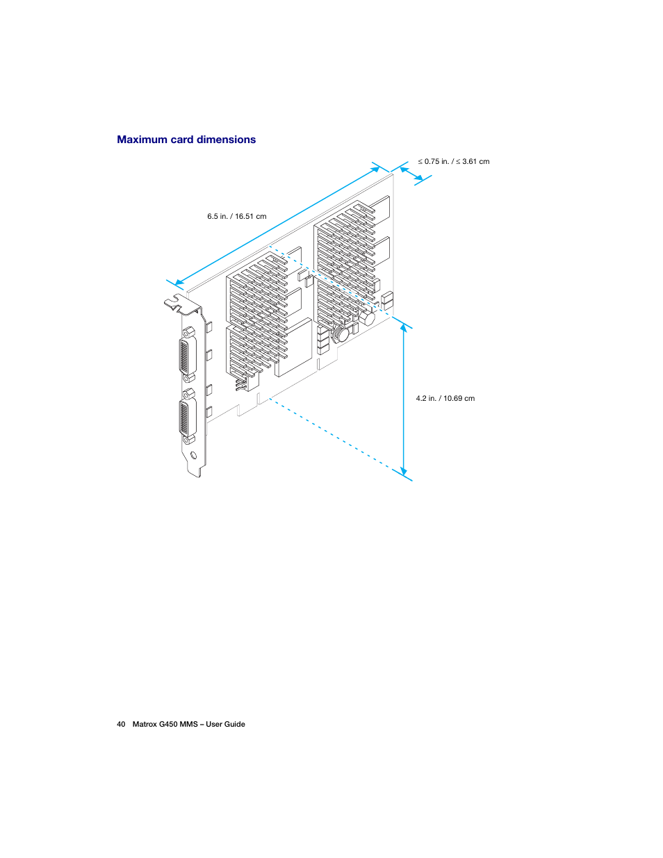 Maximum card dimensions | Matrox Electronic Systems G450 MMS User Manual | Page 40 / 53