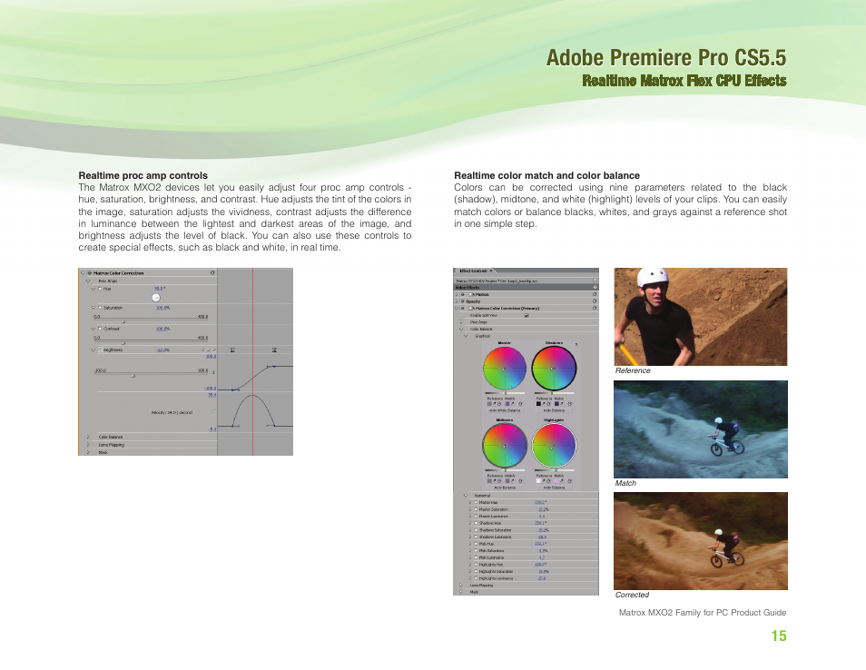 Adobe premiere pro cs5.5, Realtime matrox flex cpu effects | Matrox Electronic Systems MXO2 User Manual | Page 15 / 28