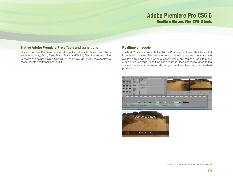 Adobe premiere pro cs5.5 | Matrox Electronic Systems MXO2 User Manual | Page 19 / 28