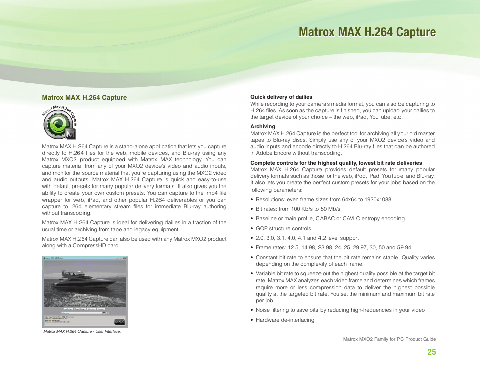 Matrox max h.264 capture | Matrox Electronic Systems MXO2 User Manual | Page 25 / 28