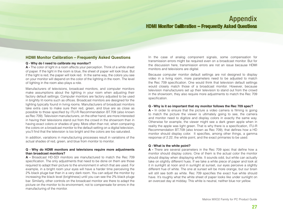 Appendix | Matrox Electronic Systems MXO2 User Manual | Page 27 / 28