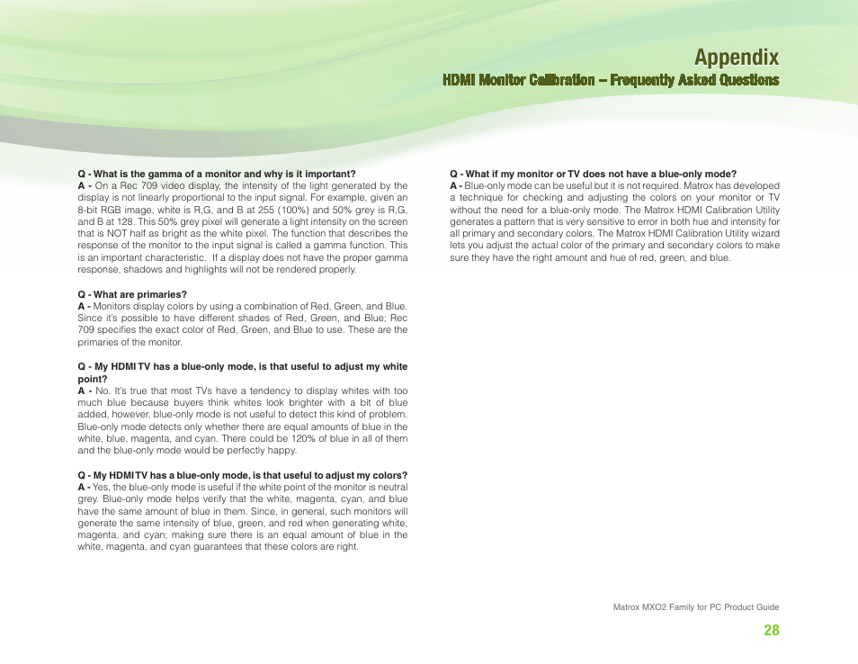 Appendix | Matrox Electronic Systems MXO2 User Manual | Page 28 / 28