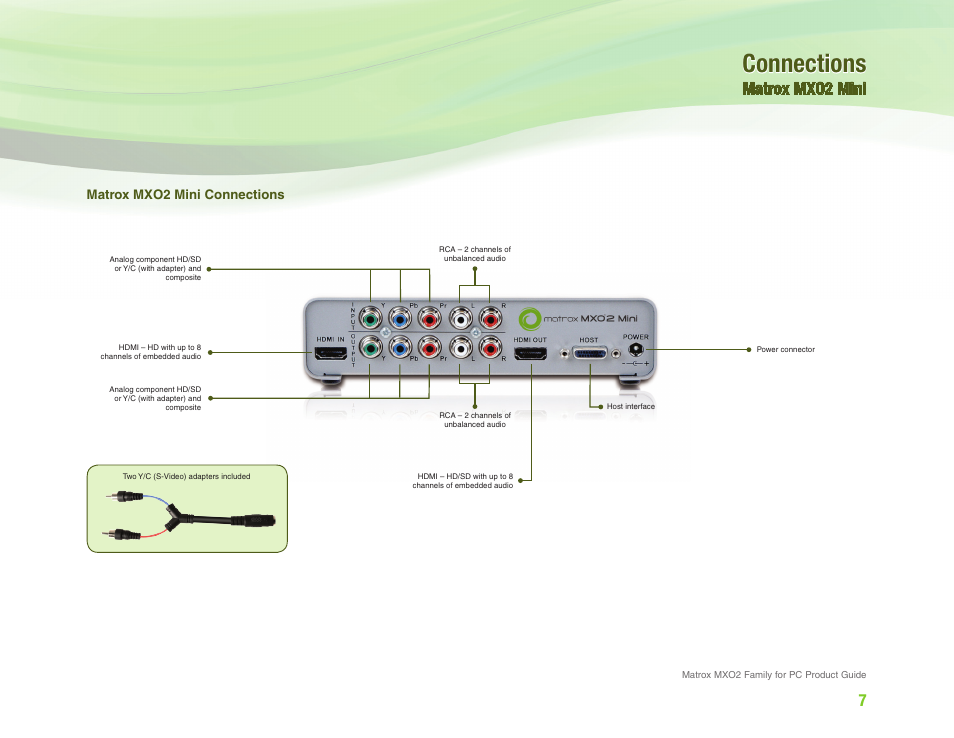 Connections, Matrox mxo2 mini | Matrox Electronic Systems MXO2 User Manual | Page 7 / 28