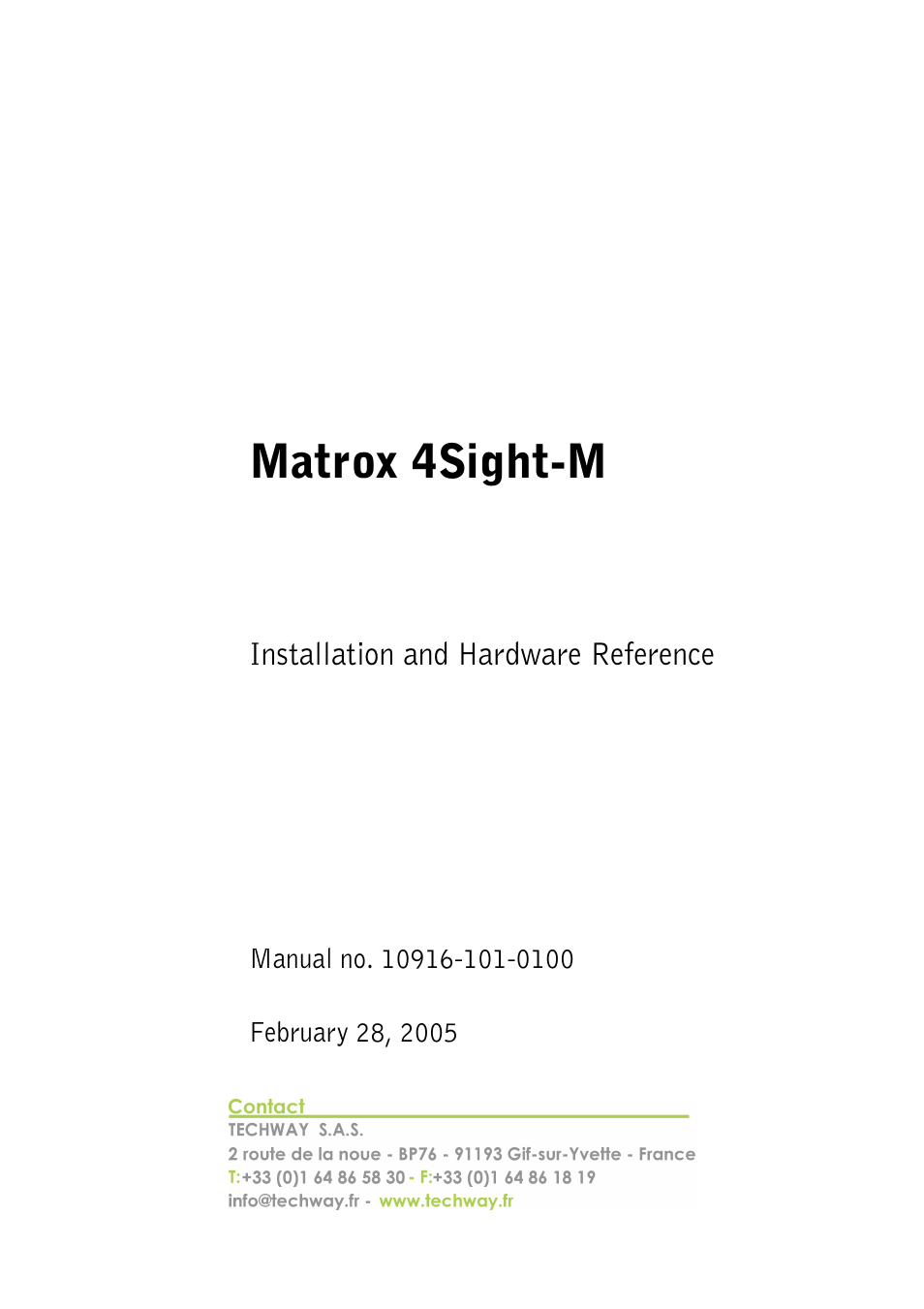 Matrox Electronic Systems 4SIGHT-M User Manual | 162 pages