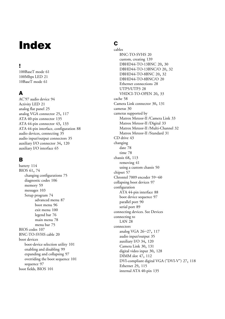 Index | Matrox Electronic Systems 4SIGHT-M User Manual | Page 153 / 162
