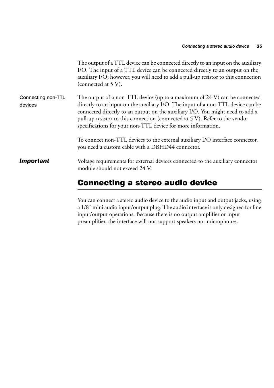 Connecting a stereo audio device | Matrox Electronic Systems 4SIGHT-M User Manual | Page 35 / 162