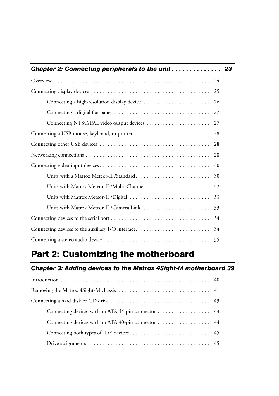 Part 2: customizing the motherboard | Matrox Electronic Systems 4SIGHT-M User Manual | Page 4 / 162