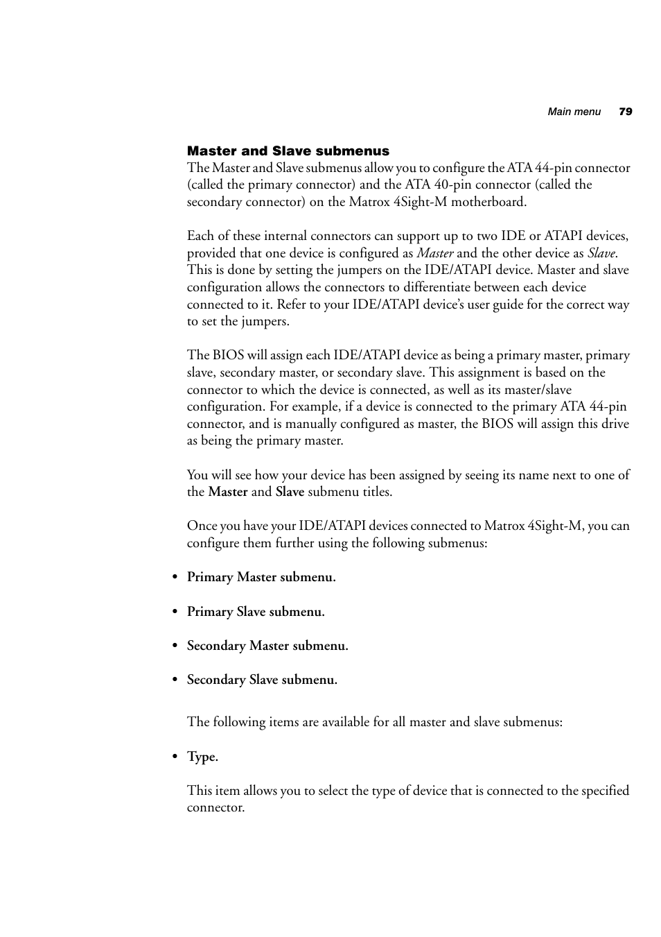 Master and slave submenus | Matrox Electronic Systems 4SIGHT-M User Manual | Page 79 / 162