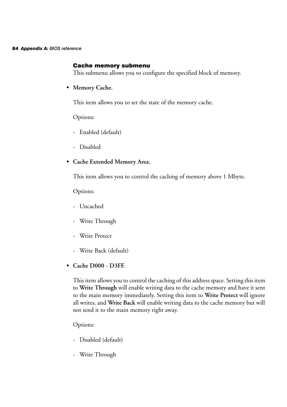 Cache memory submenu | Matrox Electronic Systems 4SIGHT-M User Manual | Page 84 / 162