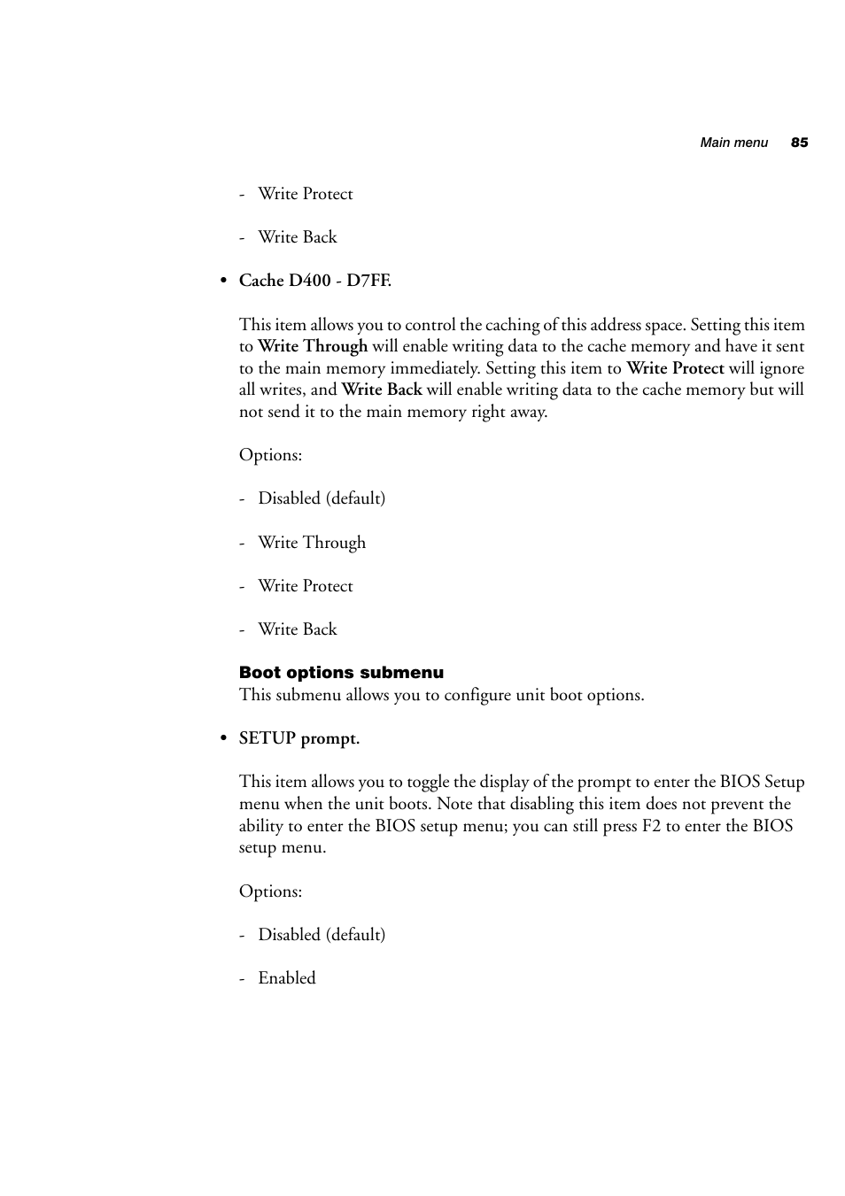 Boot options submenu | Matrox Electronic Systems 4SIGHT-M User Manual | Page 85 / 162
