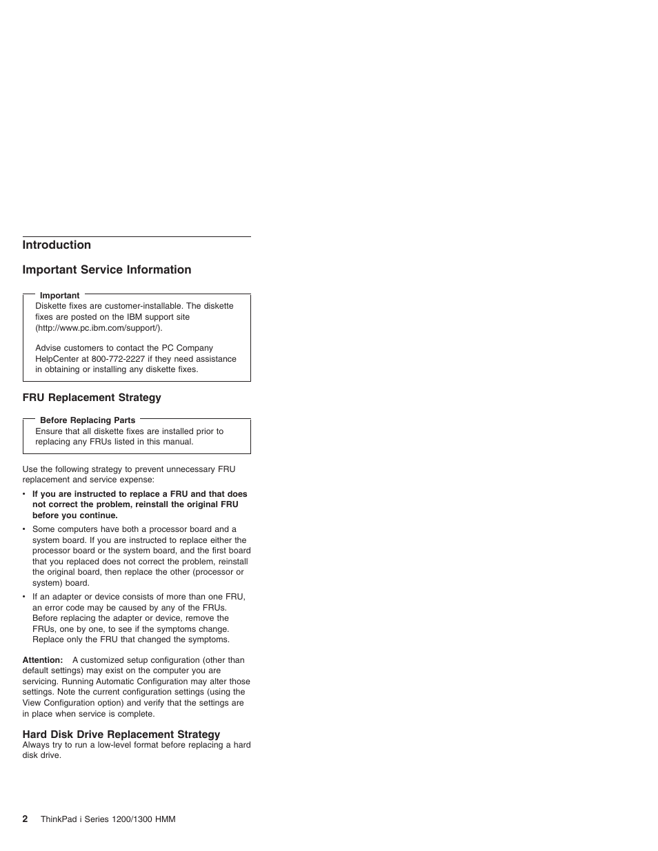 Introduction, Important service information, Fru replacement strategy | Hard disk drive replacement strategy, Introduction important service information | Madge Networks 1200 User Manual | Page 12 / 233