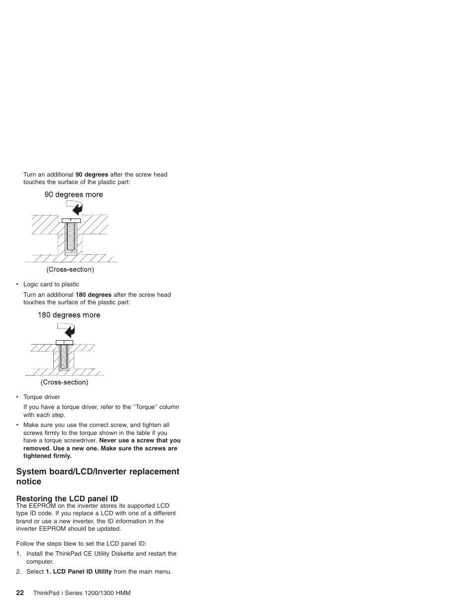 System board/lcd/inverter replacement notice, Restoring the lcd panel id | Madge Networks 1200 User Manual | Page 32 / 233