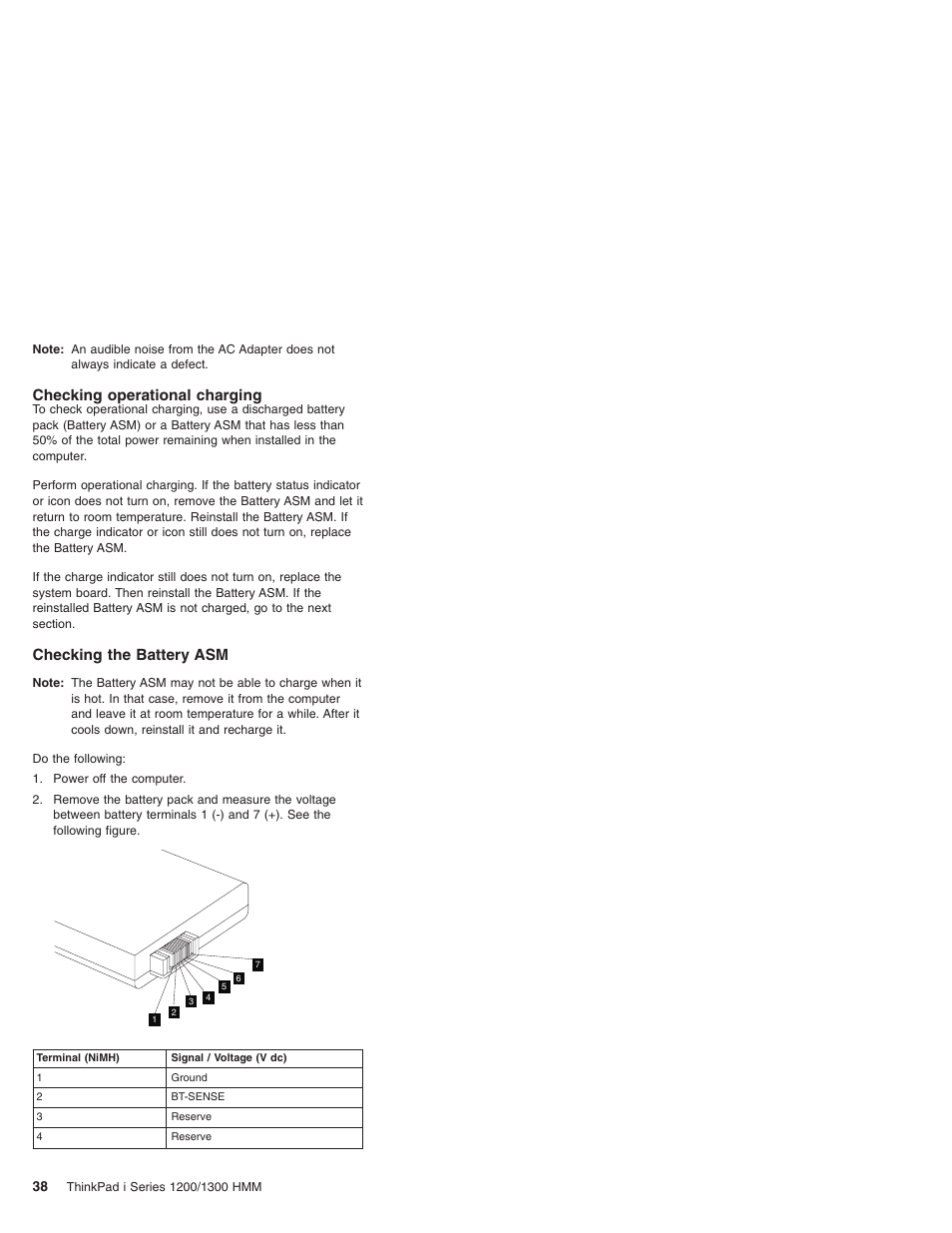 Checking operational charging, Checking the battery asm, Checking | Madge Networks 1200 User Manual | Page 48 / 233