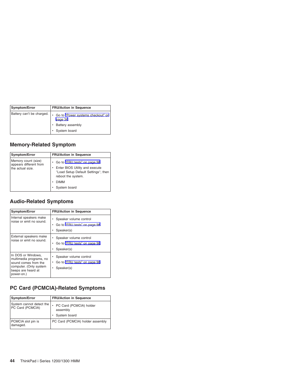 Memory-related symptom, Audio-related symptoms, Pc card (pcmcia)-related symptoms | Madge Networks 1200 User Manual | Page 54 / 233