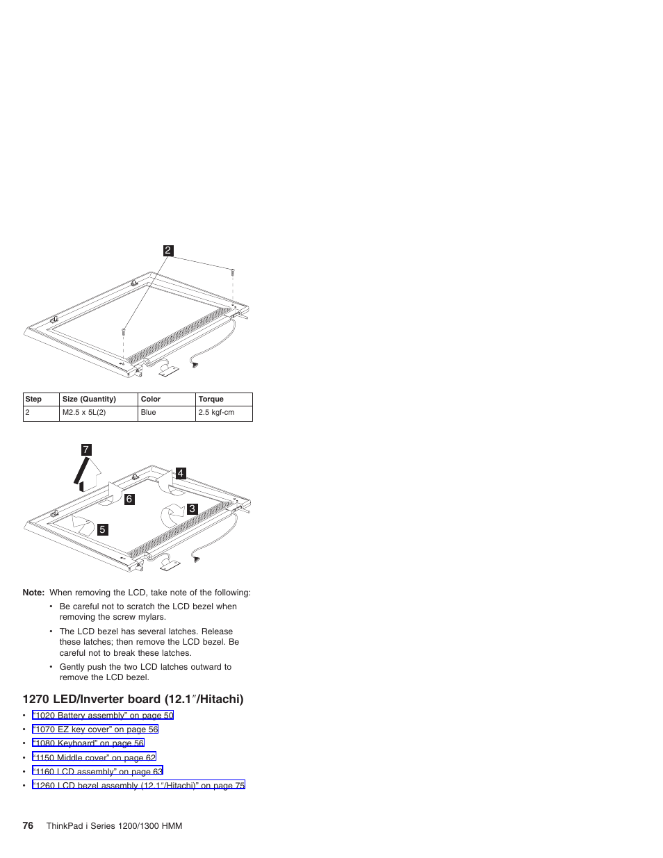 1270 led/inverter board (12.1"/hitachi), 1270 led/inverter board (12.1, Hitachi) | Madge Networks 1200 User Manual | Page 86 / 233