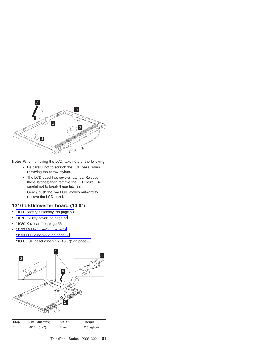 1310 led/inverter board (13.0"), 1310 led/inverter board (13.0 | Madge Networks 1200 User Manual | Page 91 / 233