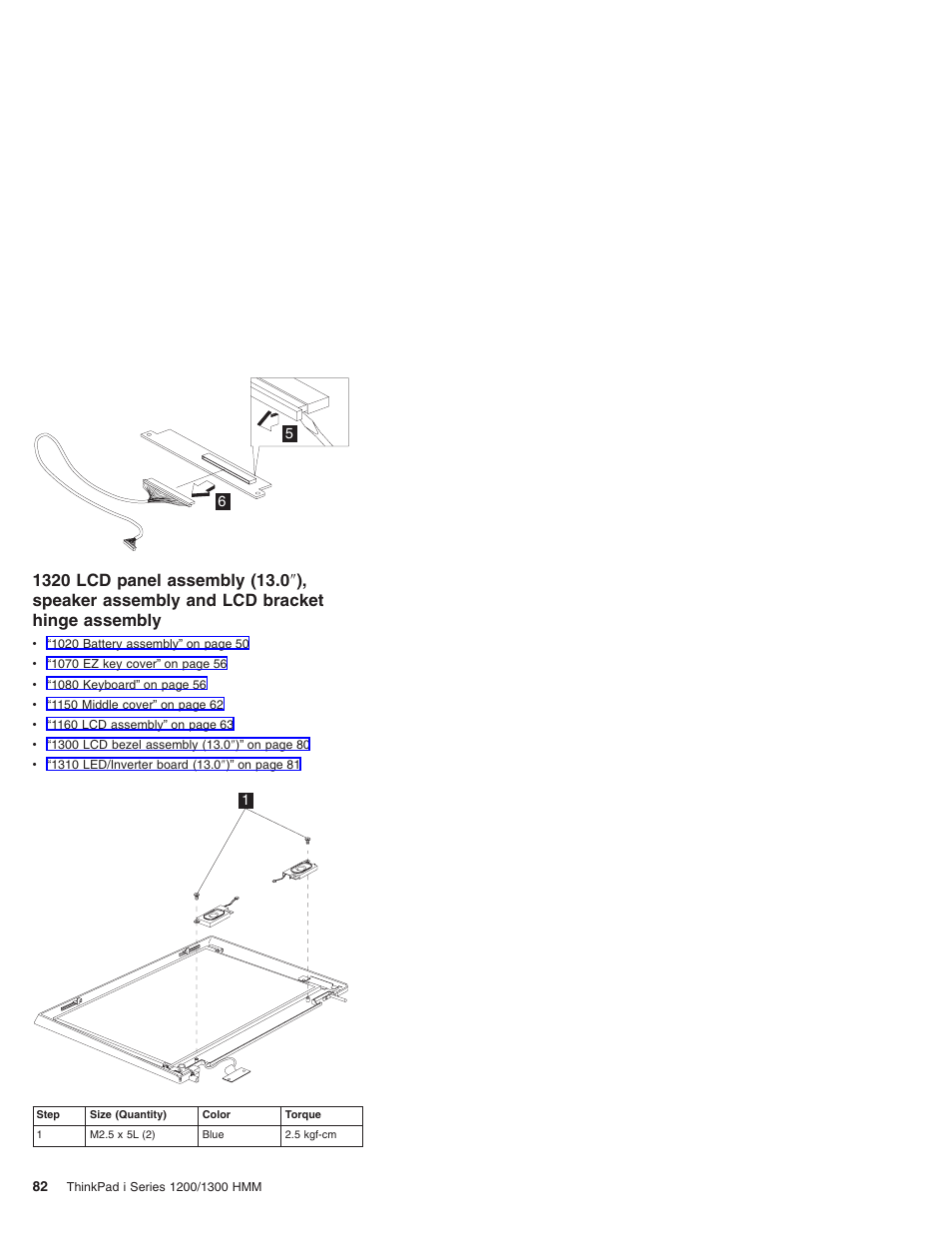 1320 lcd panel assembly (13.0, Speaker, Assembly and lcd bracket hinge assembly | Madge Networks 1200 User Manual | Page 92 / 233