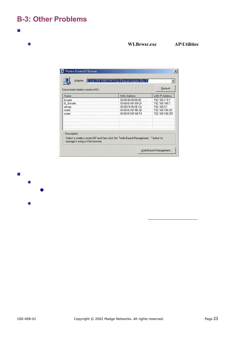 B-3: other problems | Madge Networks 802.11b User Manual | Page 27 / 27