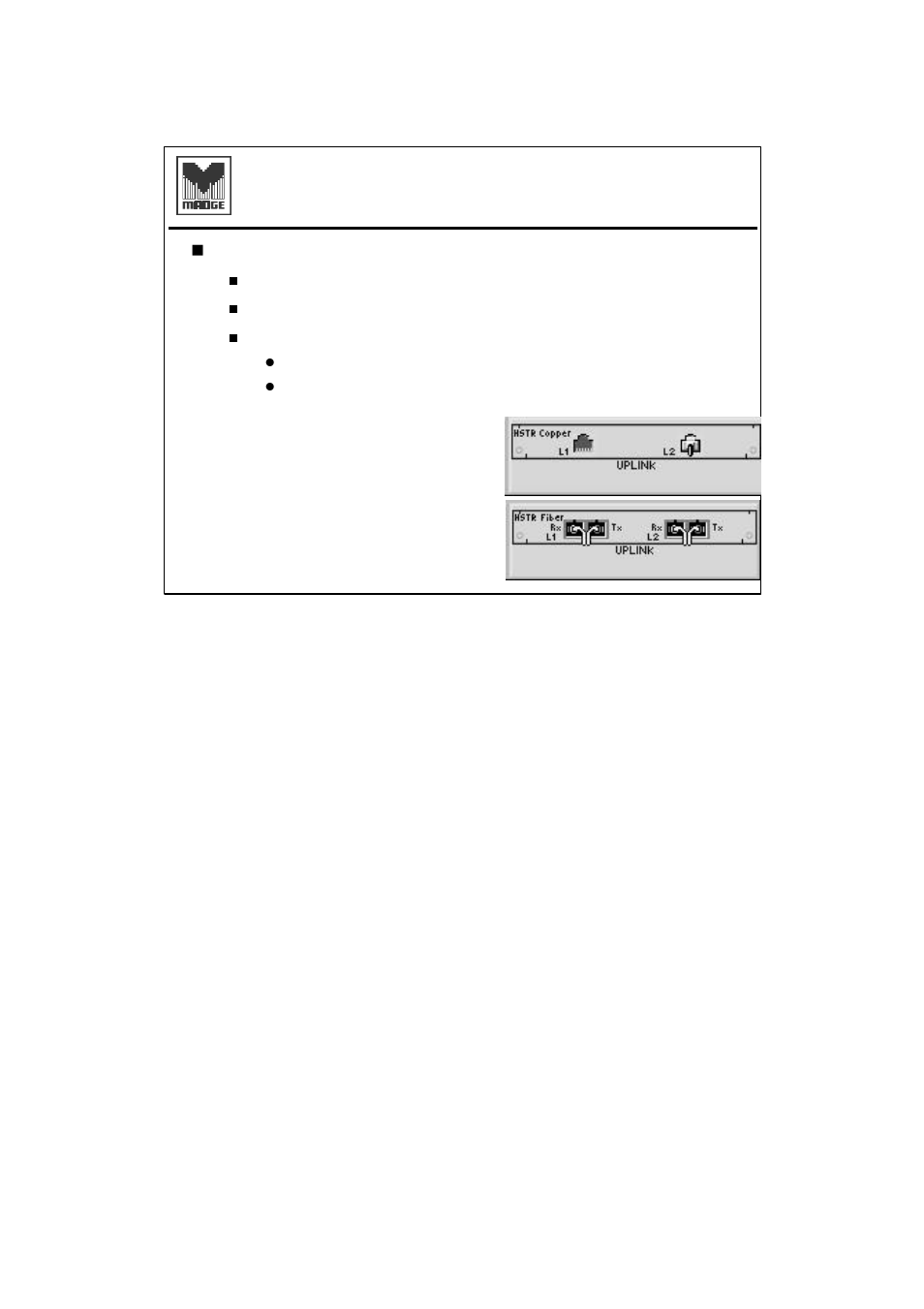 Hstr connectivity, Allows hstr connection to, Hstr copper and fiber modules - 2 | Madge Networks Token Ring Switch User Manual | Page 31 / 58