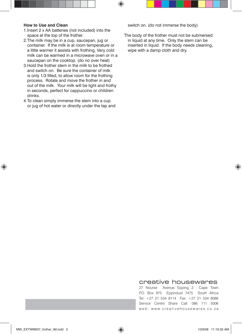 Mellerware WHIP MASTER MILK FROTHER TWM007 User Manual | Page 2 / 2