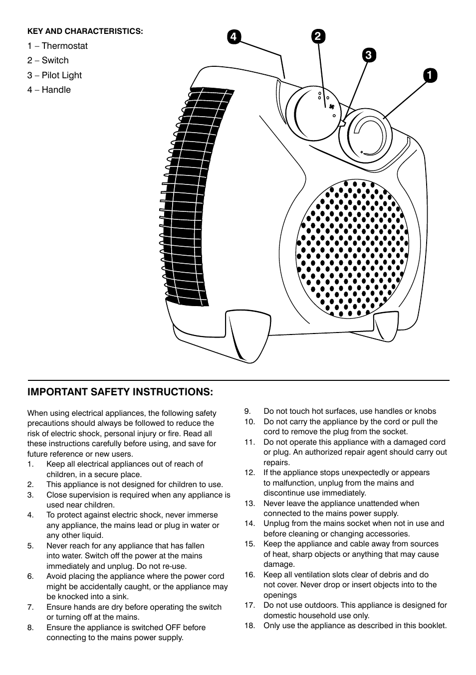 Important safety instructions | Mellerware 35100 User Manual | Page 2 / 4