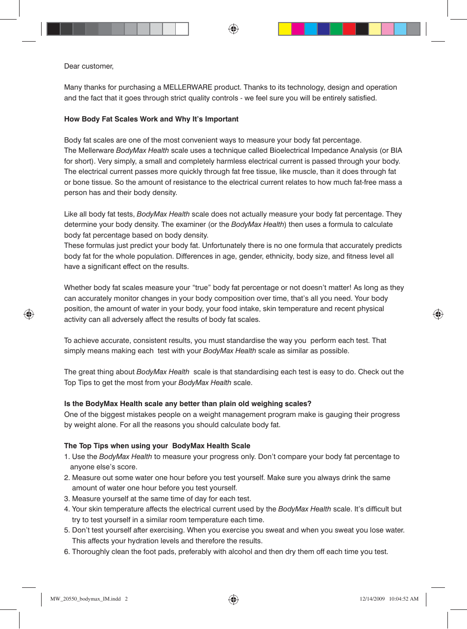 Mellerware BODYMAX 20550 User Manual | Page 2 / 6