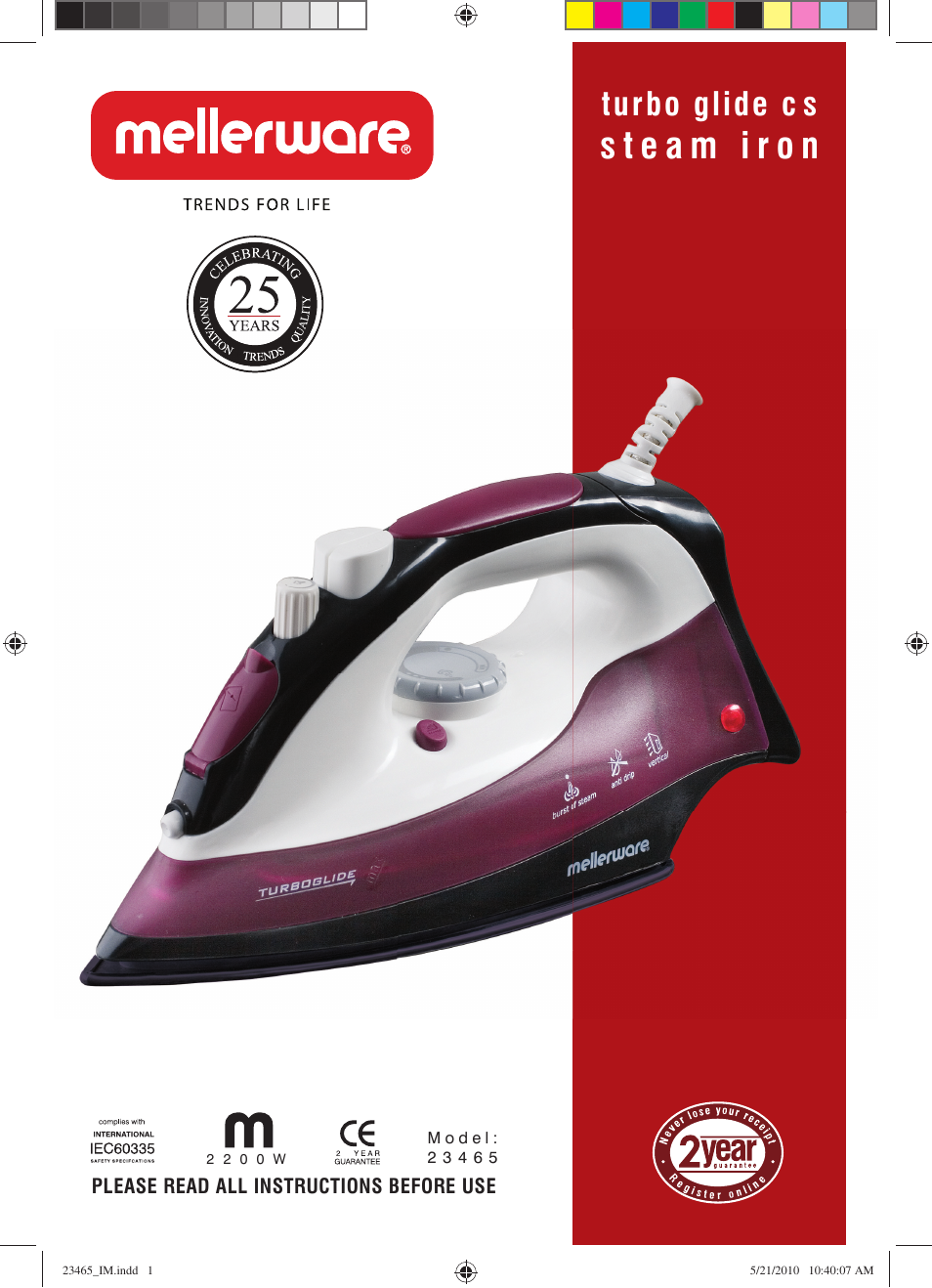 Mellerware TURBO GLIDE CS 23465 User Manual | 6 pages