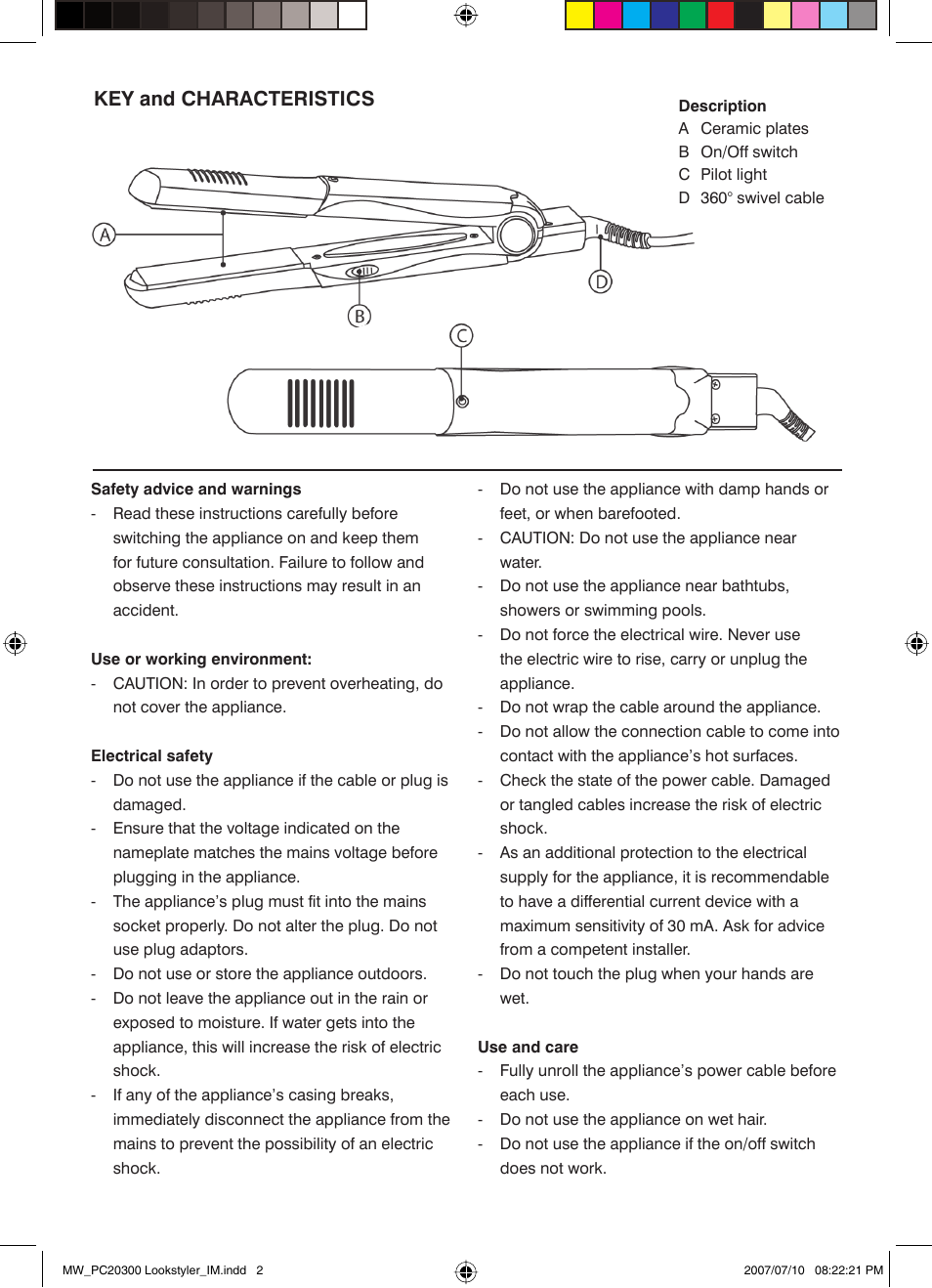 Key and characteristics | Mellerware 20300 User Manual | Page 2 / 4