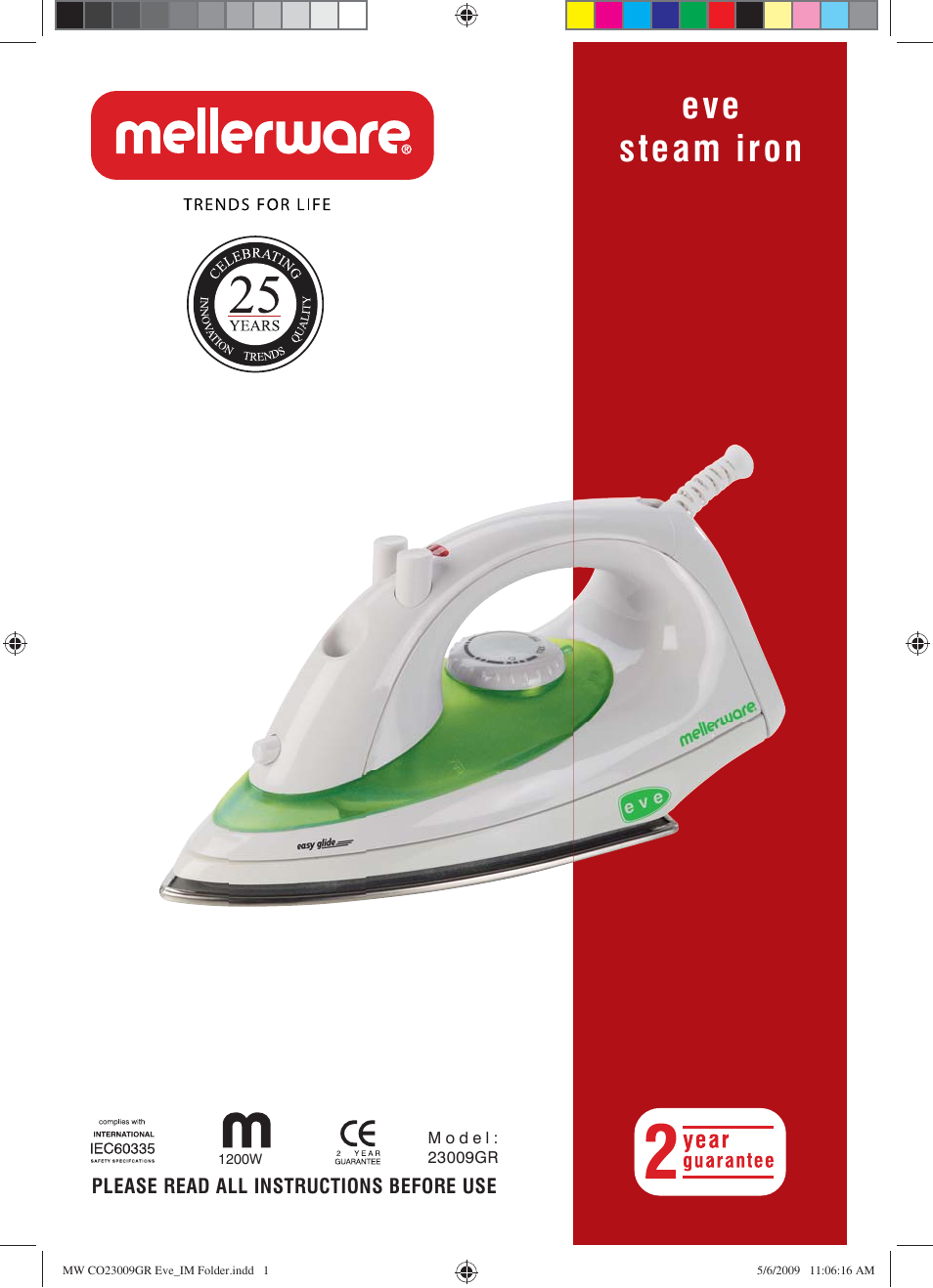 Mellerware EVE 23009GR1200W User Manual | 4 pages