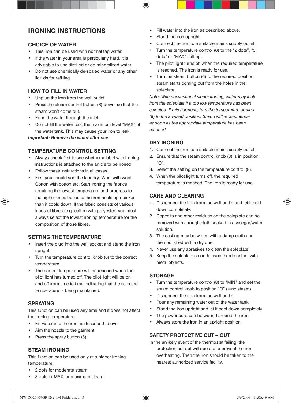 Ironing instructions | Mellerware EVE 23009GR1200W User Manual | Page 3 / 4