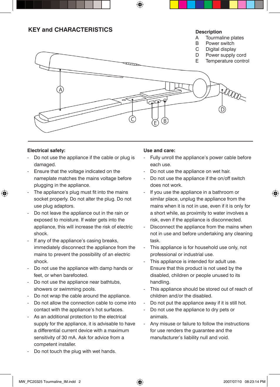 Key and characteristics | Mellerware 2 0 3 2 57 0 W User Manual | Page 2 / 4