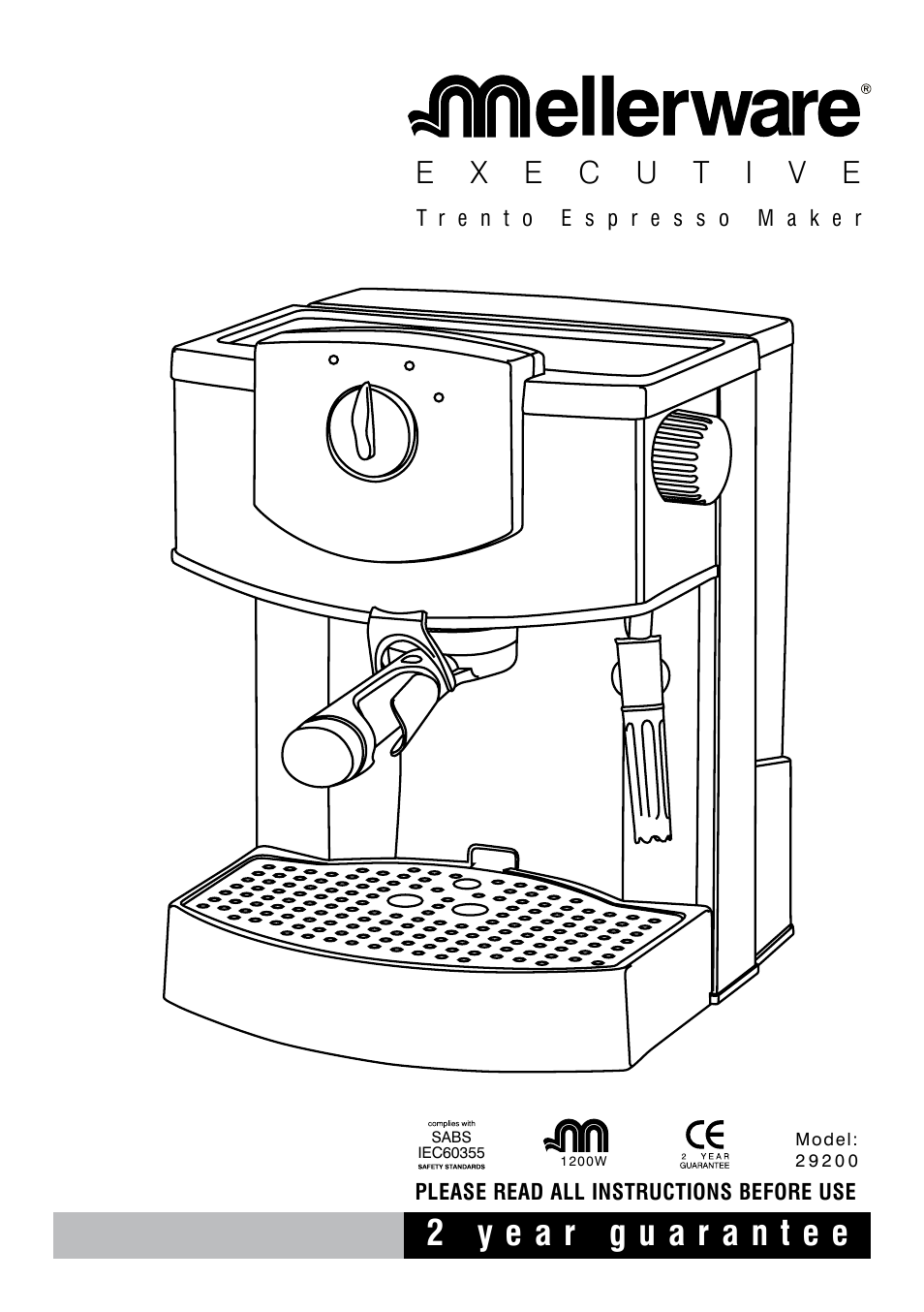 Mellerware TRENTO 1200W User Manual | 8 pages
