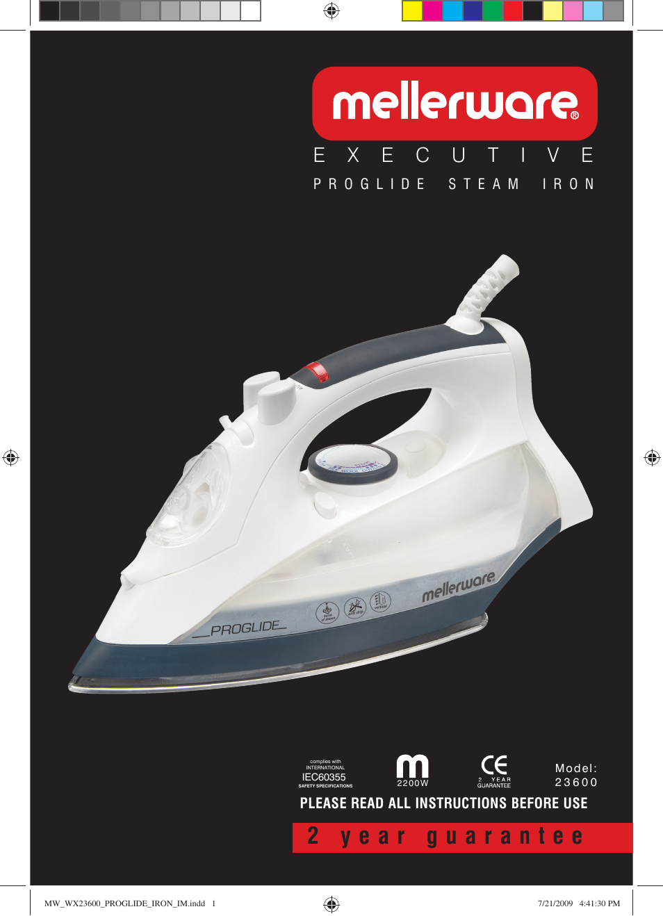 Mellerware PROGLIDE STEAM IRON 23600 User Manual | 8 pages