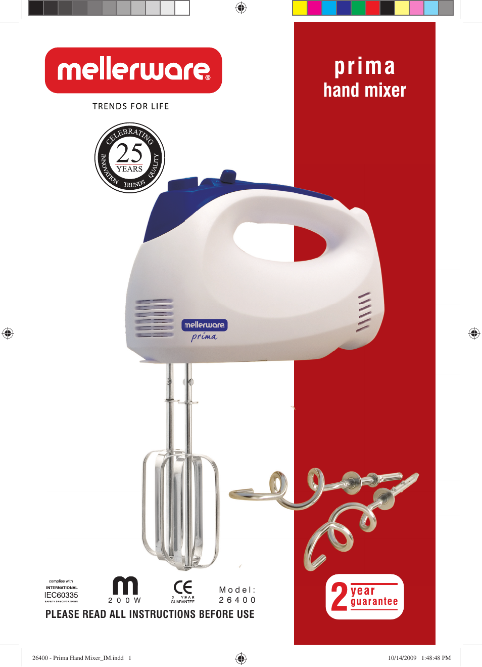 Mellerware PRIMA 26400 User Manual | 5 pages